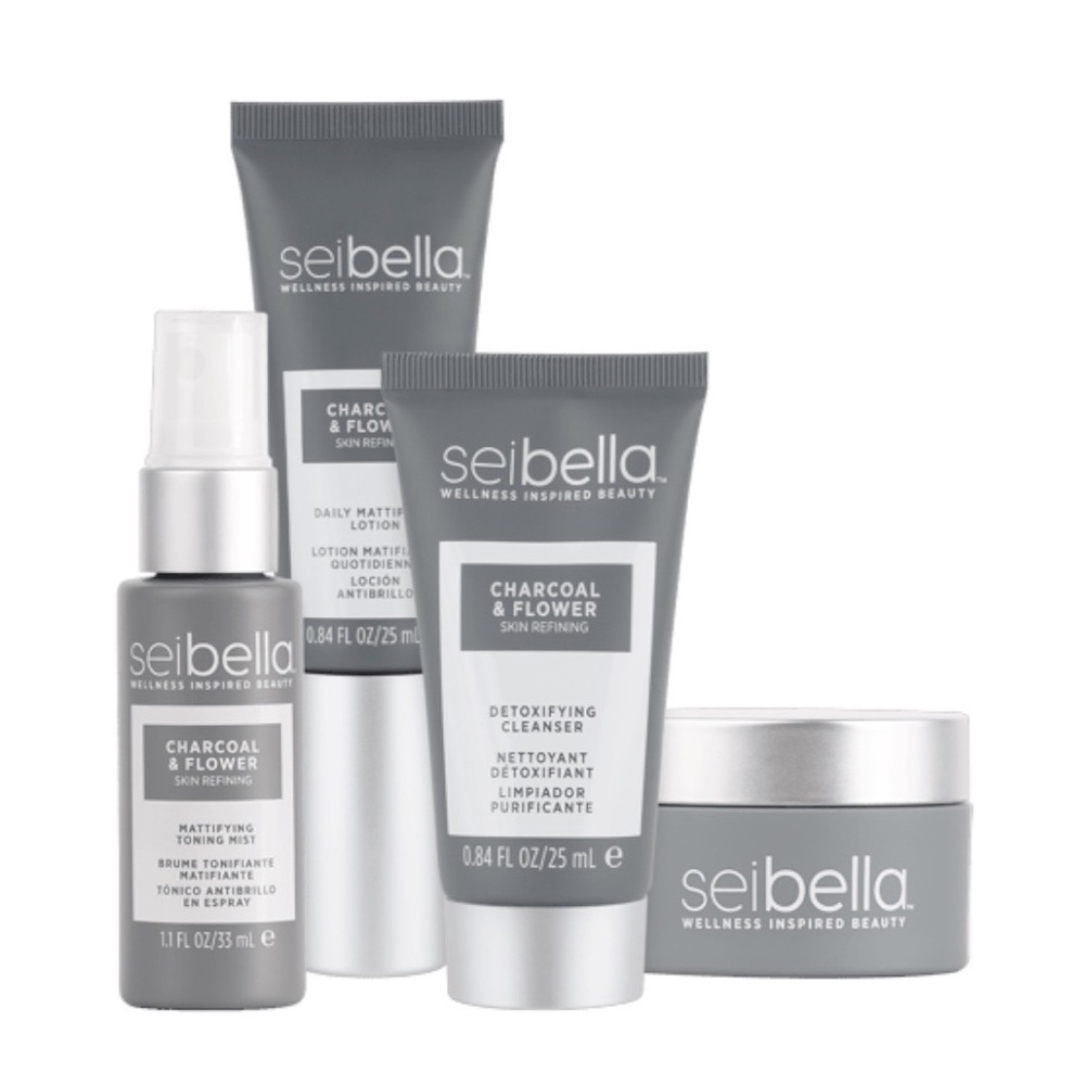 SEI BELLA CHARCOAL AND FLOWER TRAVEL SIZE SKIN CARE COLLECTION - BRAND NEW